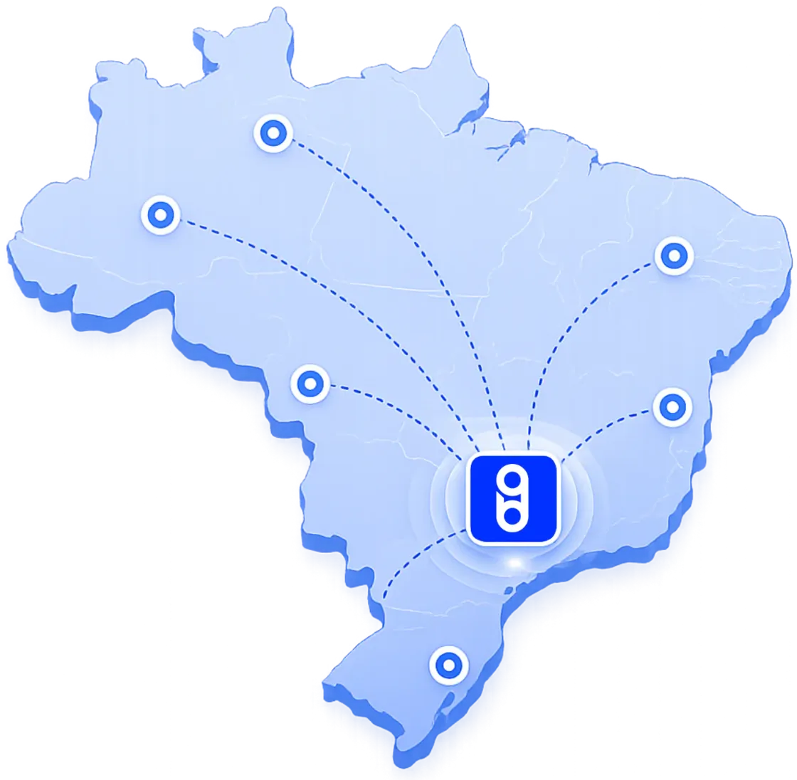 Mapa do Brasil com as rotas de entrega saindo de Santo André